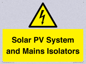 Solar PV System and Mains Isolators